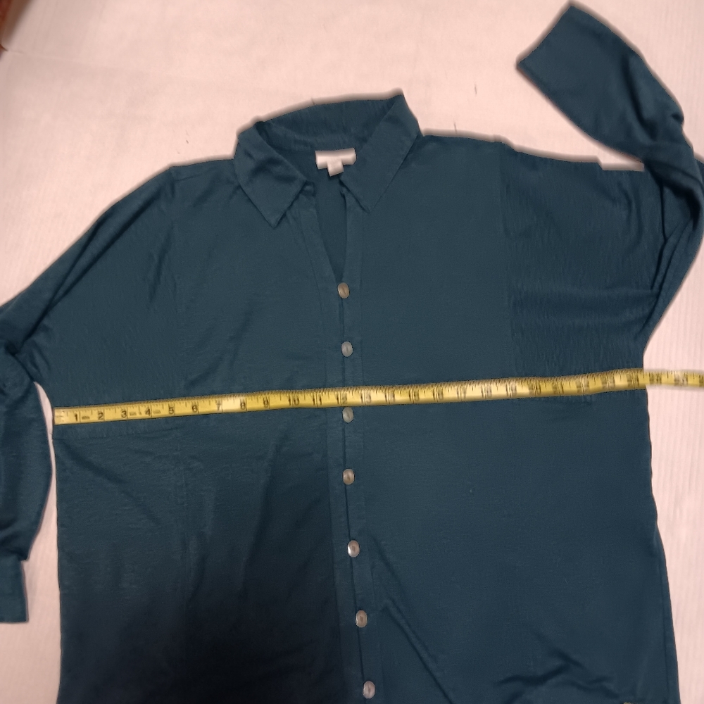 J. JILL cotton Tencel stretch long sleeve pullover shirt, L - Picture 12 of 12